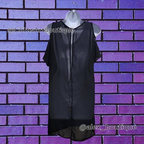 H&M Cold Shoulder Back Mesh Shirt dress - Picture 4 of 9